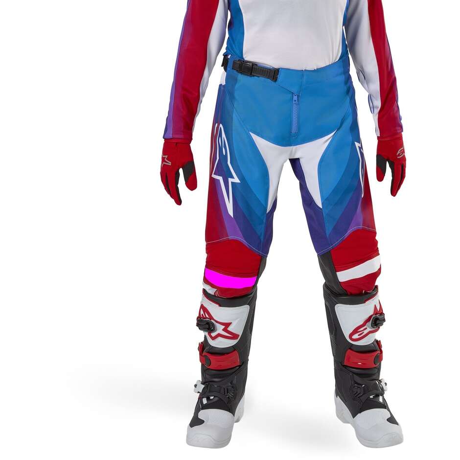 Pantalon Moto Cross Enduro Enfant Alpinestars YOUTH RACER PNEUMA Bleu Mars Rouge Blanc