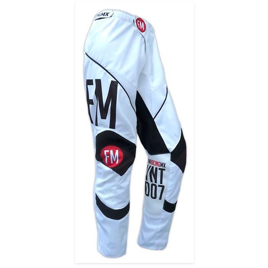 Pantalon Moto Cross Enduro FM Racing Vintage X24 Blanc Noir