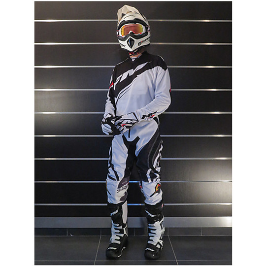Pantalon Moto Cross Enduro Off-road Fm Racing X23 Force Blanc Noir