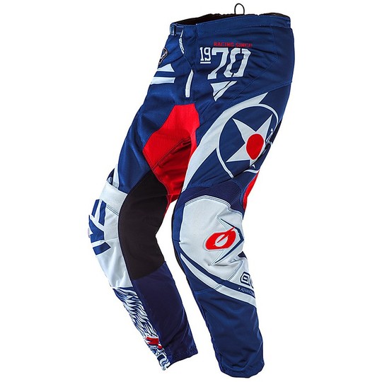 Pantalon Moto Cross Enduro O'neal Element Pant WARHAWK Rouge Bleu