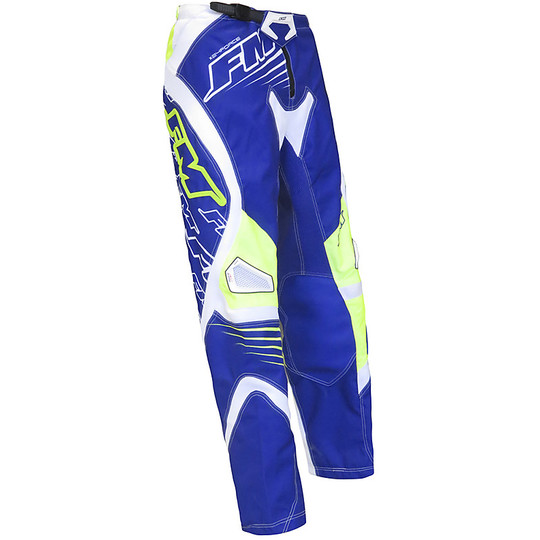 Pantalon Moto Cross Enduro Racing FM FORCE X24 Bleu Jaune Fluo