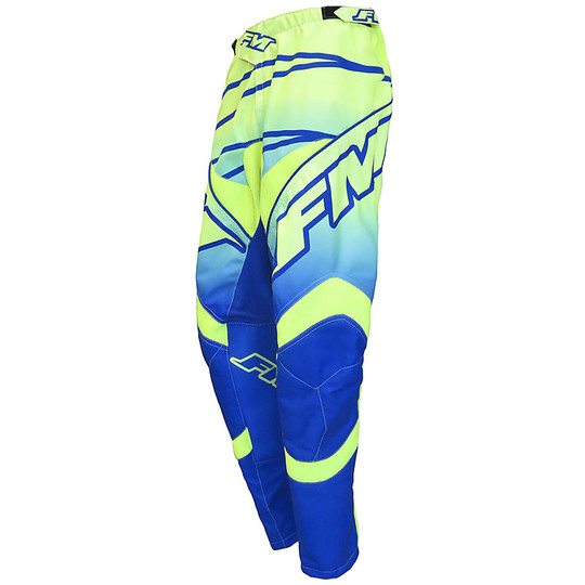 Pantalon Moto Cross Enduro Racing FM X24 POWER Bleu Jaune Fluo