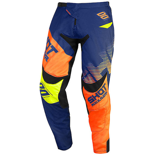 Pantalon Moto Cross Enduro Shot CONTACT TRUST Deep Blue Neon Orange