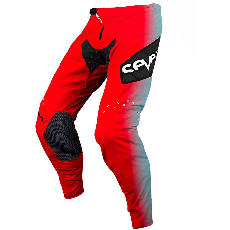 Pantalon Moto Cross SEVEN MX ZERO DISOLVE Rouge Fluo Bleu