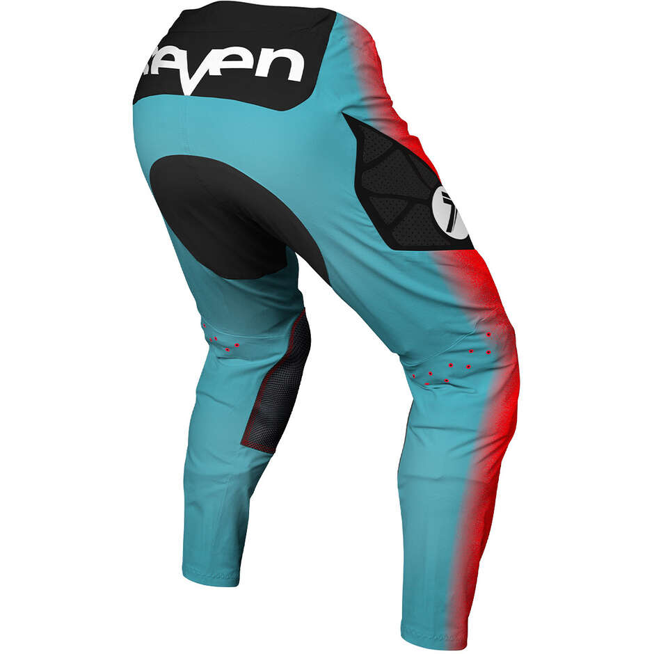 Pantalon Moto Cross SEVEN MX ZERO DISOLVE Rouge Fluo Bleu