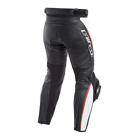 Pantalon Moto Dainese DELTA 3 Cuir Noir Blanc Rouge