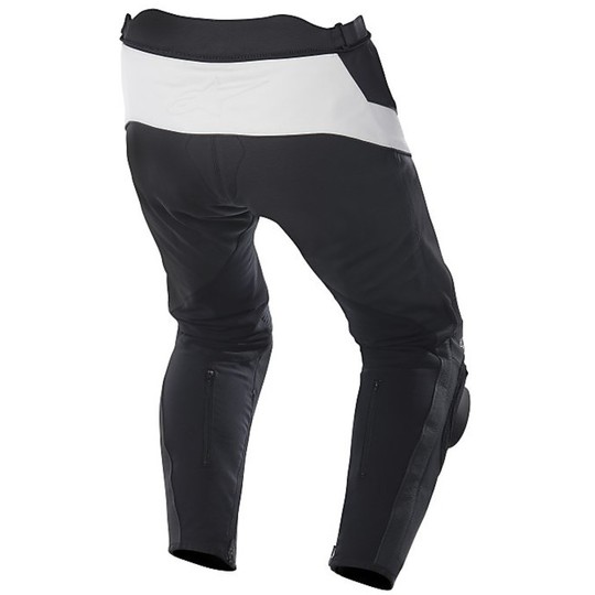 Pantalon Moto En Cuir Alpinestars Pantalon MISSILE Cuir Noir Blanc