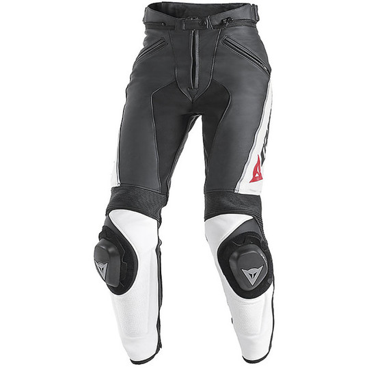 Pantalon moto en cuir Lady Dainese Delta Pro C2 Noir / Blanc