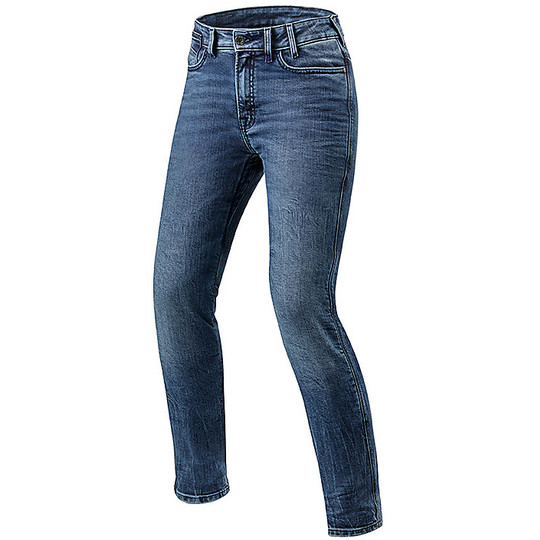 Pantalon moto en jean pour femme Rev'it VICTORIA LADIES SF Medium Blue Stretched