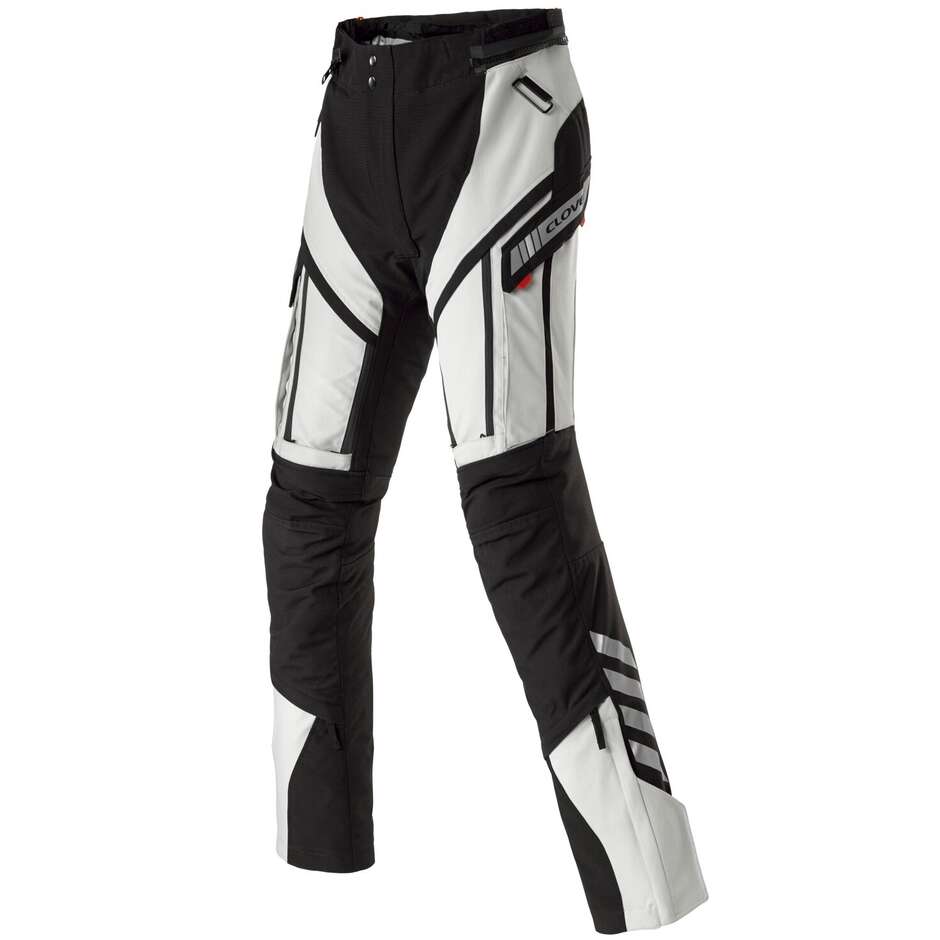 Pantalon moto en tissu pour femme Clover GTS 5 WP LADY, noir et gris