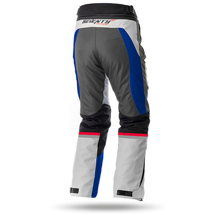 Pantalon moto en tissu raccourci Seventy PT3S Touring blanc rouge bleu