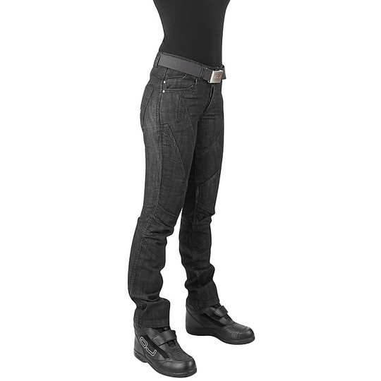 Pantalon Moto Jeans Femme OJ Muscle Lady Stretch Noir