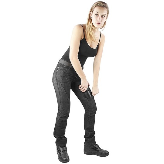 Pantalon Moto Jeans Femme OJ Muscle Lady Stretch Noir