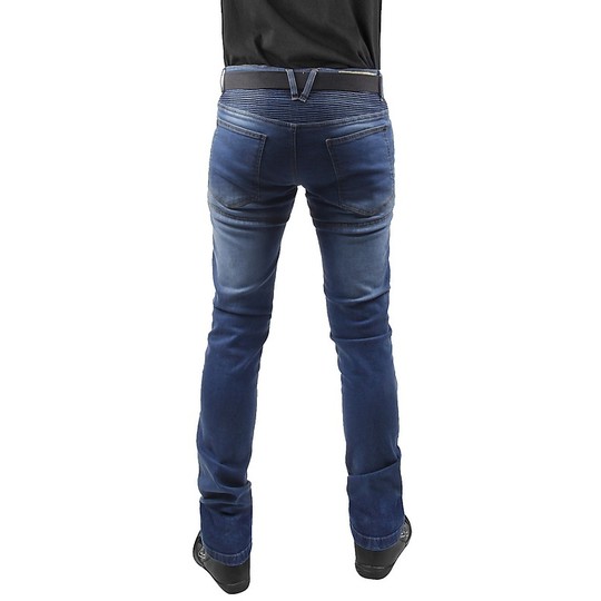 Pantalon Moto Jeans Stretch OJ Skinny Homme Bleu