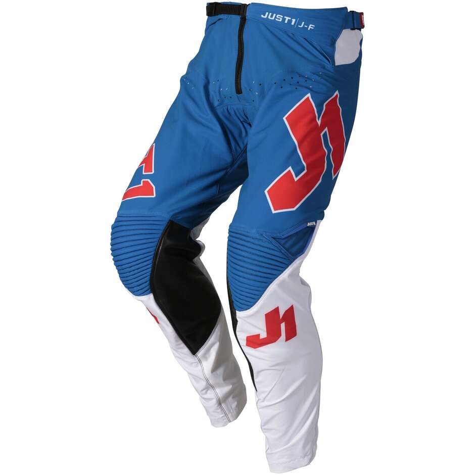 Pantalon moto Just1 J-FLEX Adrenaline Cross Enduro rouge bleu blanc