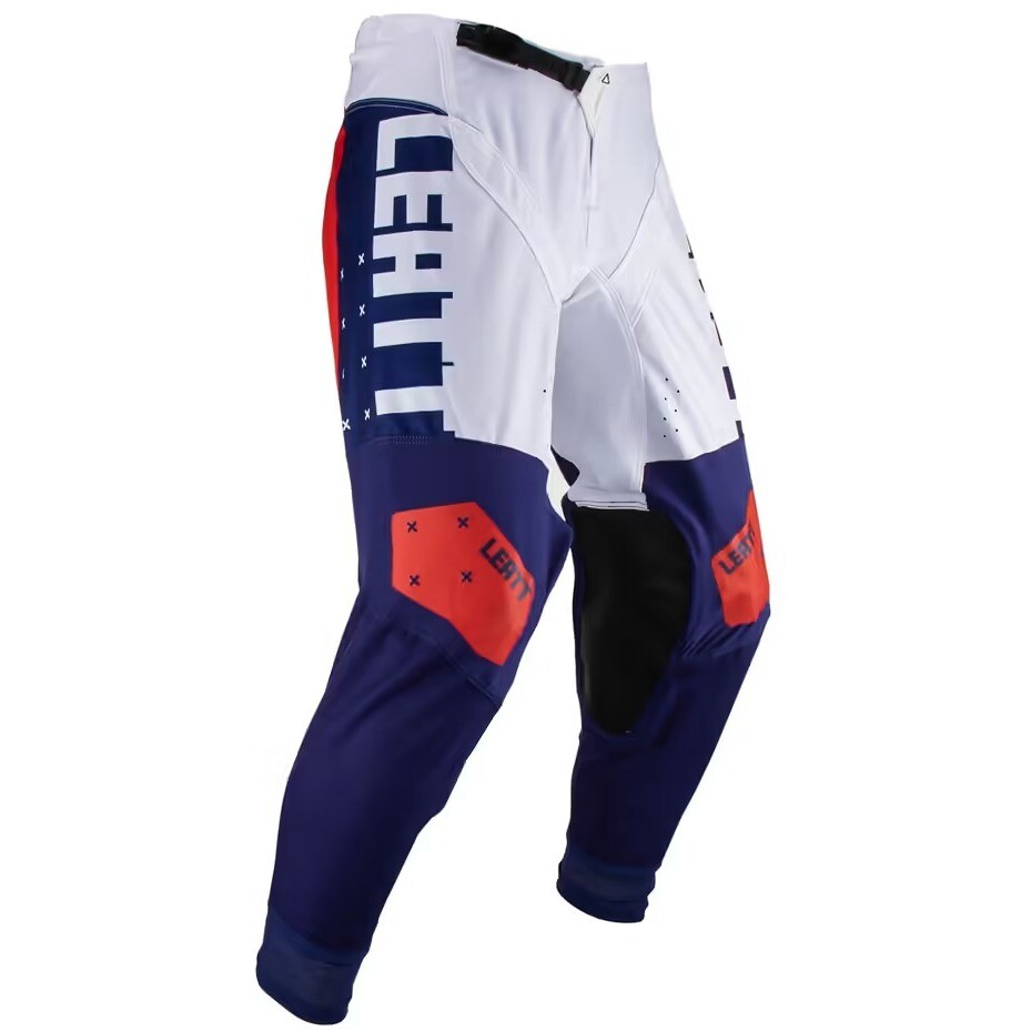 Pantalon Moto Leatt 4.5 Cross Enduro Blanc Bleu Rouge