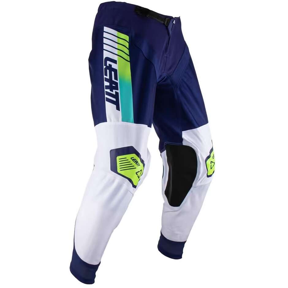 Pantalon Moto Leatt 4.5 Cross Enduro Bleu Blanc Vert