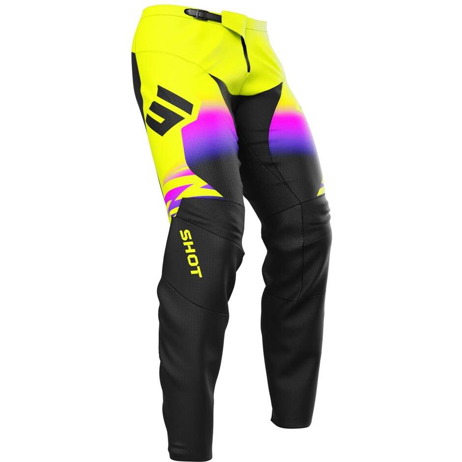 Pantalon Moto Shot DEVO X-TREM Cross Enduro Noir Jaune Fluo