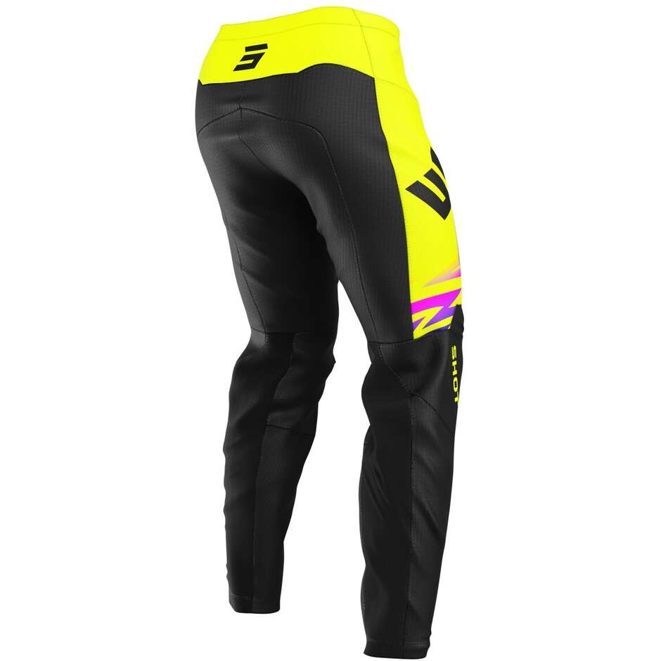 Pantalon Moto Shot DEVO X-TREM Cross Enduro Noir Jaune Fluo