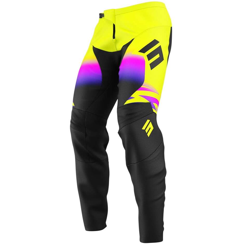 Pantalon Moto Shot DEVO X-TREM Cross Enduro Noir Jaune Fluo