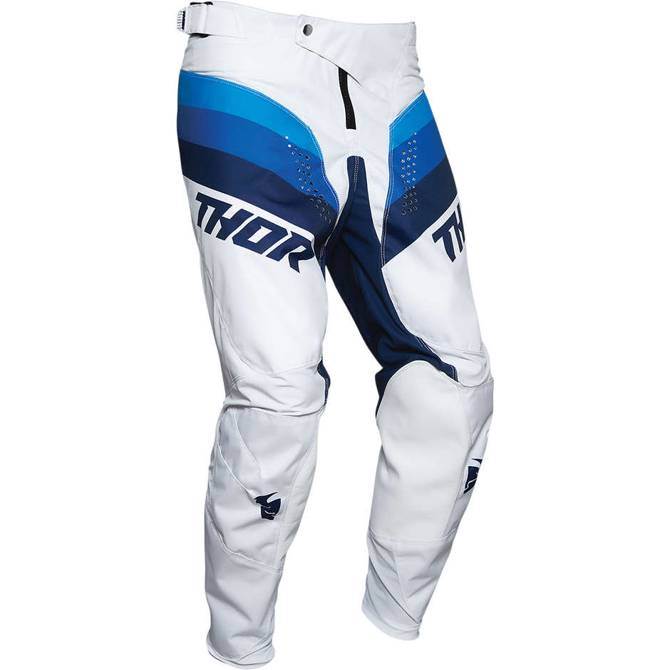 Pantalon Moto Thor Cross Enduro PULSE Racer Blanc Bleu Marine
