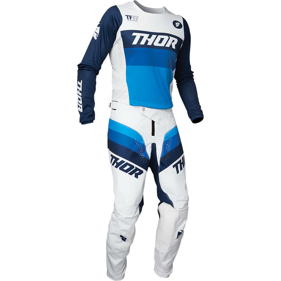Pantalon Moto Thor Cross Enduro PULSE Racer Blanc Bleu Marine