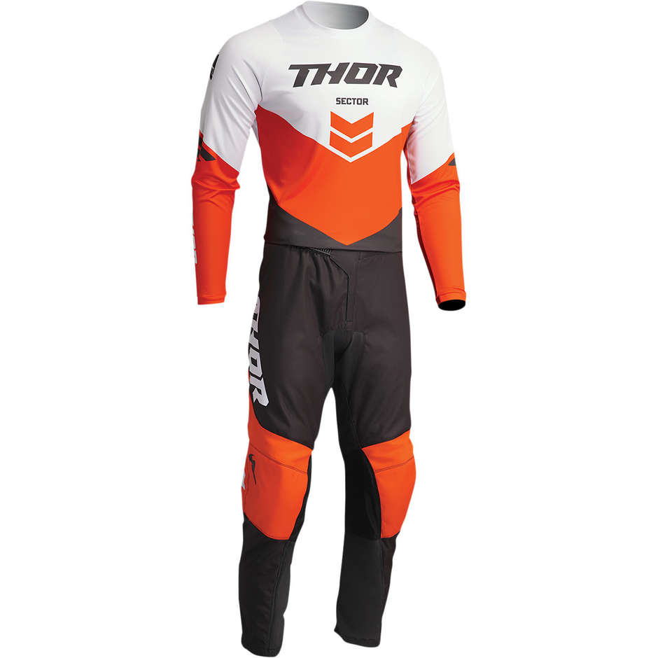 Pantalon Moto Thor Cross Enduro SECTOR CHEV Carbone Rouge Orange