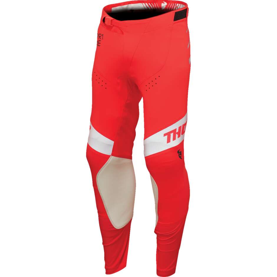 Pantalon moto THOR PRIME ANALOG Cross Enduro Blanc/Rouge