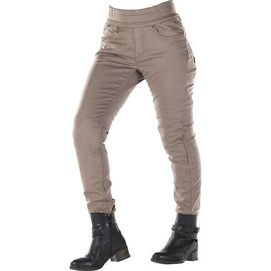 Pantalon pour femme Jeans Moto CE Overlap JANE Lady Taupe