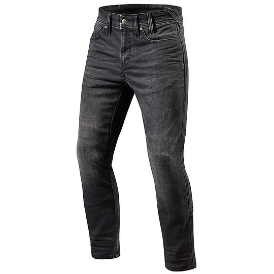 Pantalone Jeans Moto in Denim Rev'it BRENTWOOD SF Medium Grigio Used Allungato