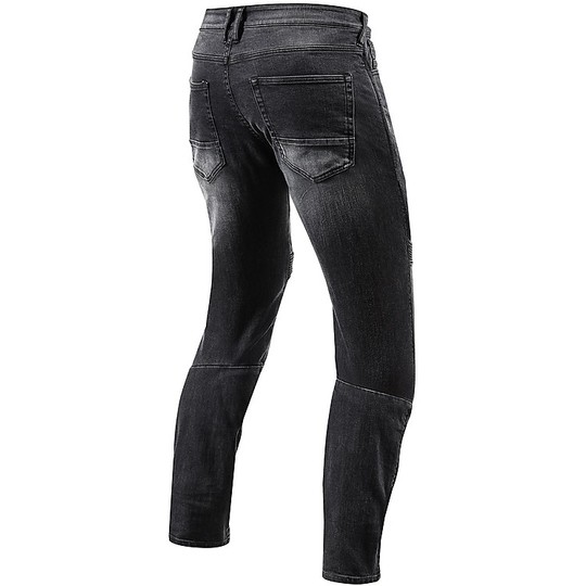 Pantalone Jeans Moto in Denim Rev'it MOTO Nero Allungato