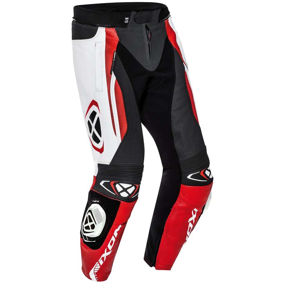 Pantalone Moto In Pelle Ixon Vortex 2 Nero Bianco Rosso