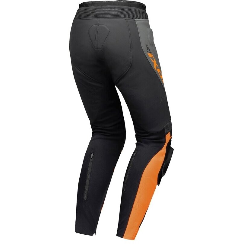 Pantalone Moto in Pelle Ixon VORTEX 3 PT Nero Antracite Arancio