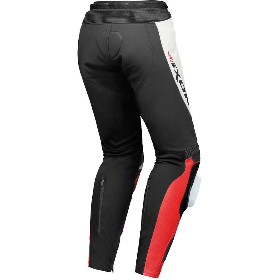 Pantalone Moto in Pelle Ixon VORTEX 3 PT Nero Bianco Rosso
