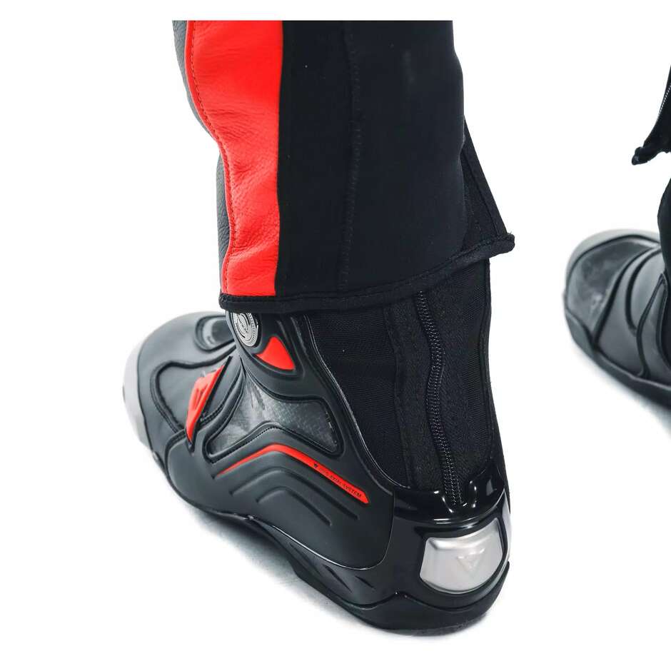 Pantalone Moto Pelle Dainese SUPER SPEED PERFORATO # Nero Bianco Rosso Fluo