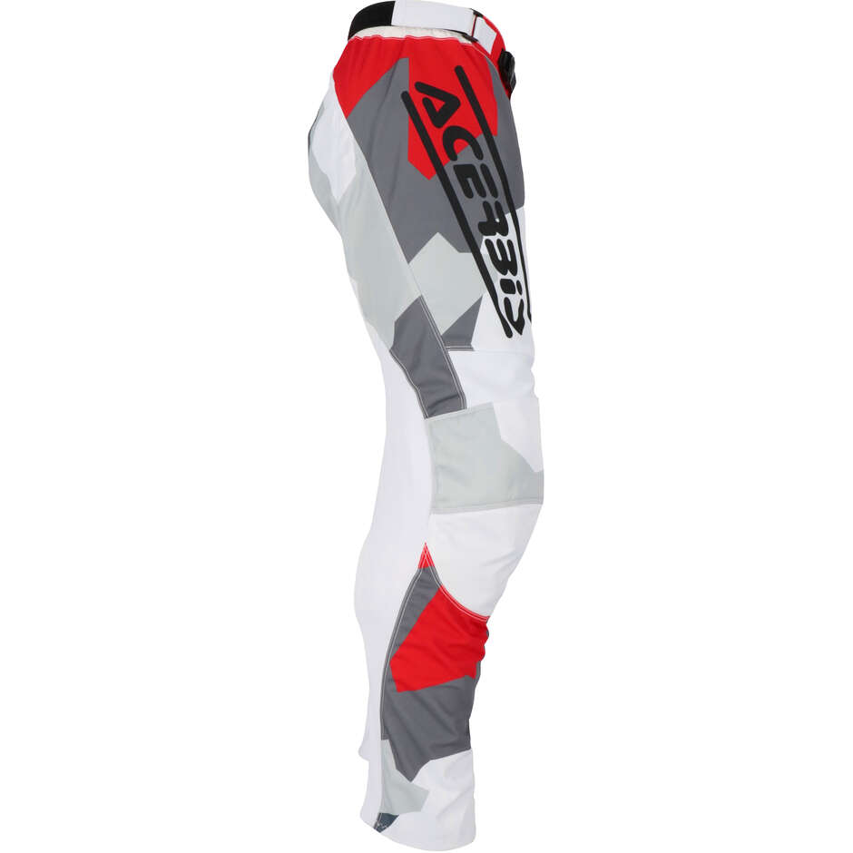 Pantalone Motocross Enduro ACERBIS MX LINEAR SUMBAWA Bianco Grigio Rosso