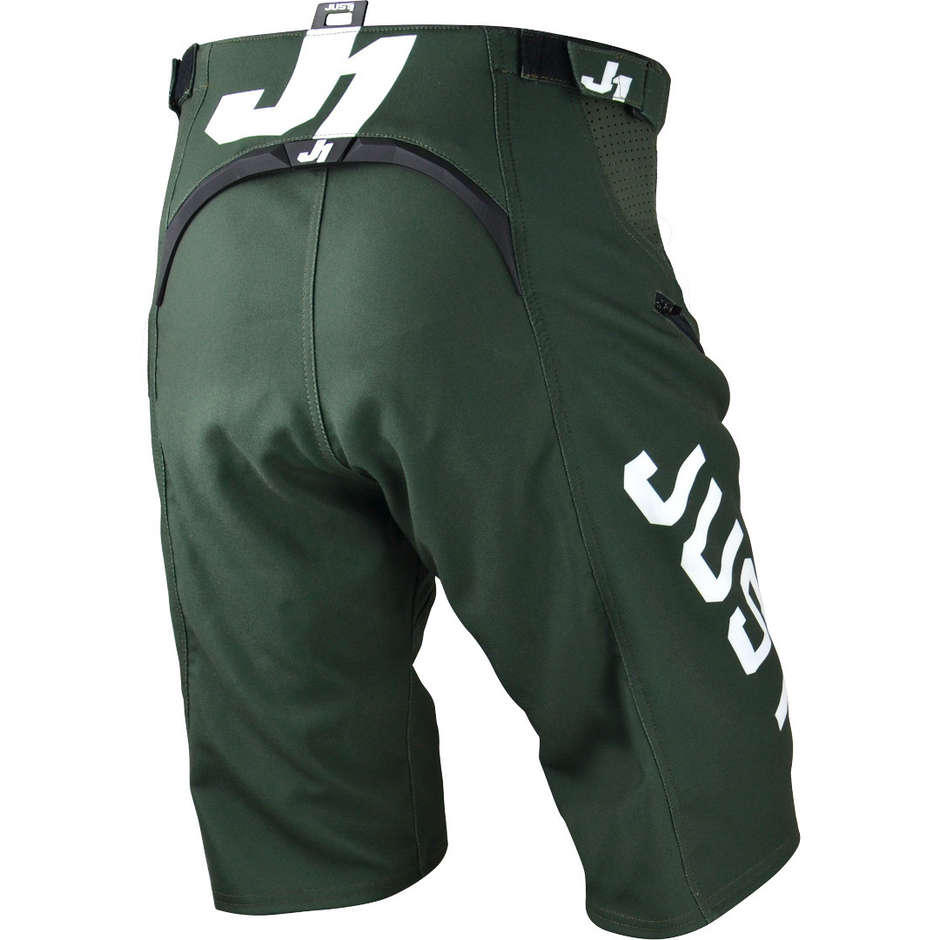 Pantaloni Bici Just1  J-FLEX MTB SHORTS Hype Verde Militare Bianco