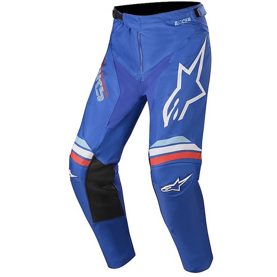 Pantaloni Cross Enduro Moto Alpinestars MX20 Racer Braap  Blu Off Bianco