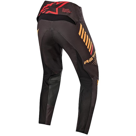 Pantaloni Cross Enduro Moto Alpinestars MX20 SuperTech Nero Arancio Rosso Fluo