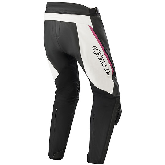 Pantaloni da Donna Moto In Pelle Alpinestars Stella MISSILE v2 Nero Bianco Fucsia
