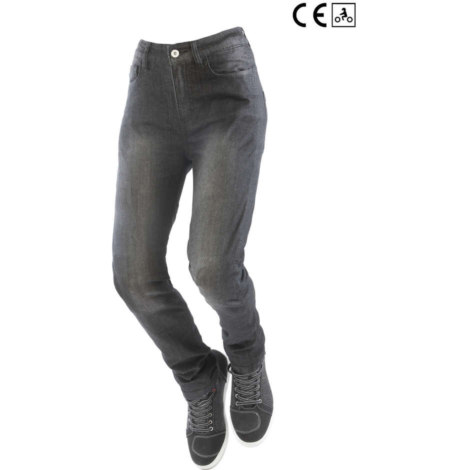 Pantaloni Jeans Donna Moto Tecnici Oj Atmosfere J271 DARKEN LADY Nero Omologati prEN 17092-4  