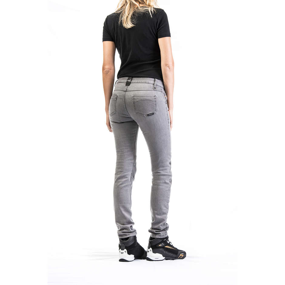 Pantaloni Jeans Moto da Donna Certificati Ixon MIKKI Grigio Chiaro