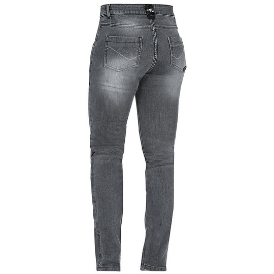 Pantaloni Jeans Moto da Donna Certificati Ixon MIKKI Grigio Chiaro
