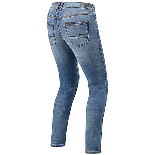 Pantaloni Jeans Moto da Donna Rev'it VICTORIA LADIES SF Classic Blu Used Accorciati
