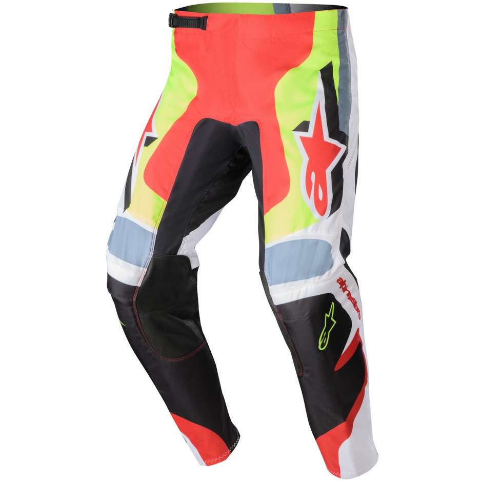 Pantaloni Moto Cross Enduro Alpinestars FLUID AGENT Fluo Giallo Rosso Nero marte