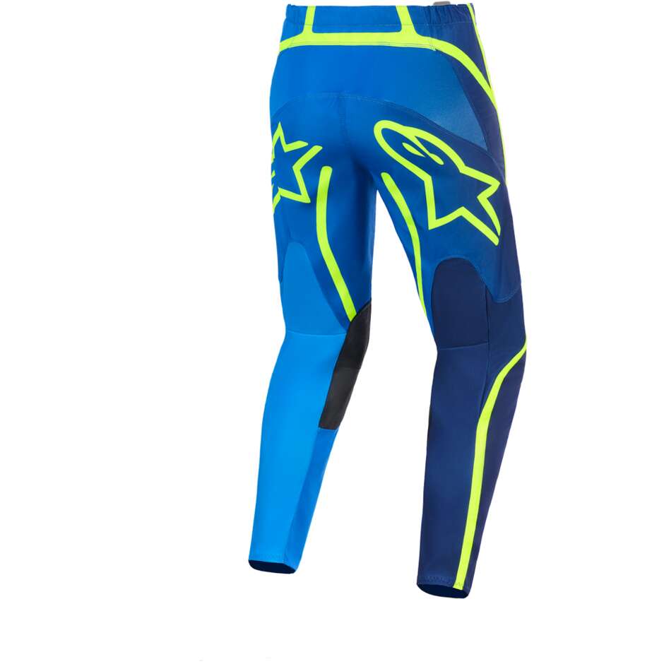 Pantaloni Moto Cross Enduro Alpinestars FLUID APEX Blu Giallo Fluo