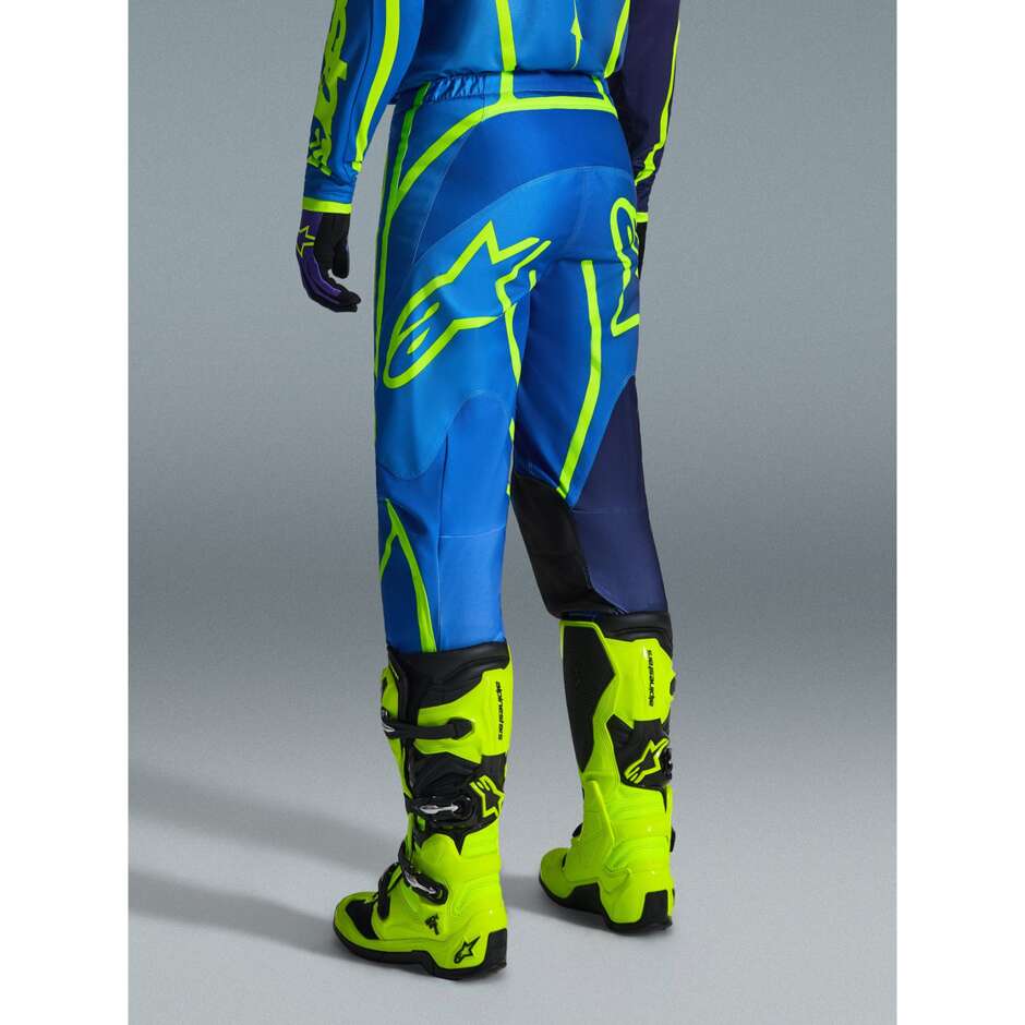 Pantaloni Moto Cross Enduro Alpinestars FLUID APEX Blu Giallo Fluo