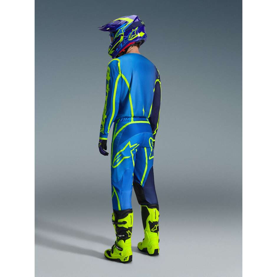 Pantaloni Moto Cross Enduro Alpinestars FLUID APEX Blu Giallo Fluo
