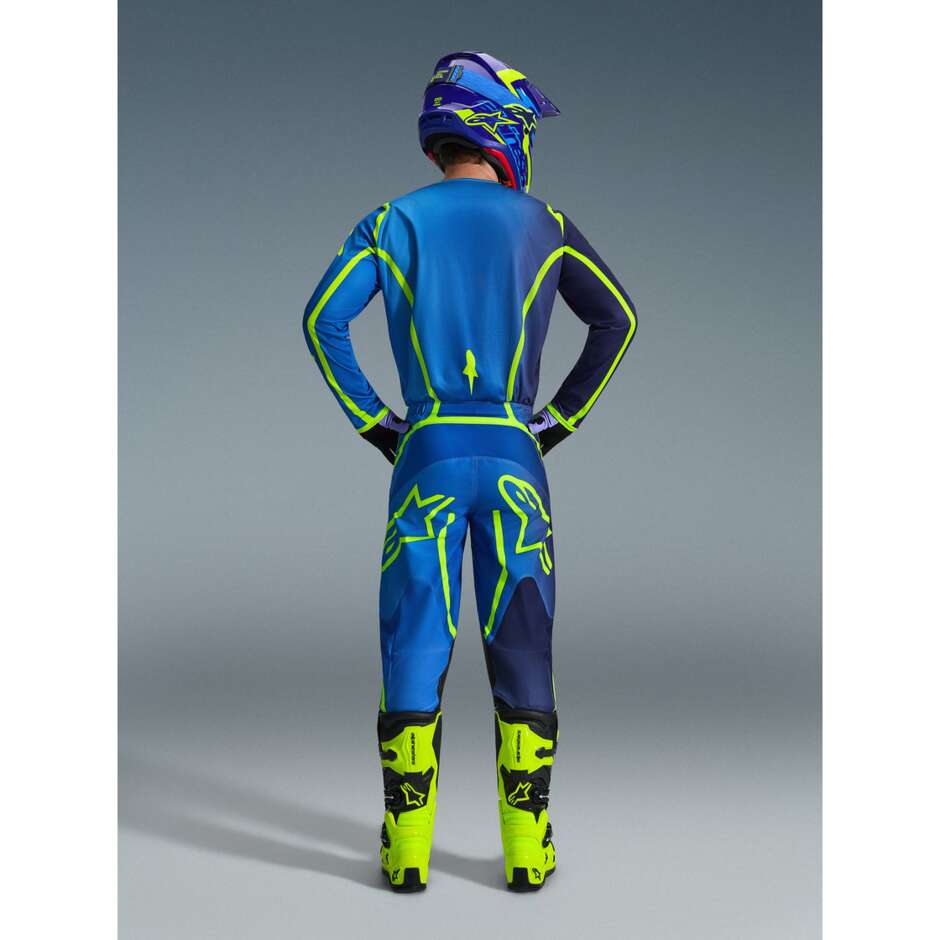 Pantaloni Moto Cross Enduro Alpinestars FLUID APEX Blu Giallo Fluo