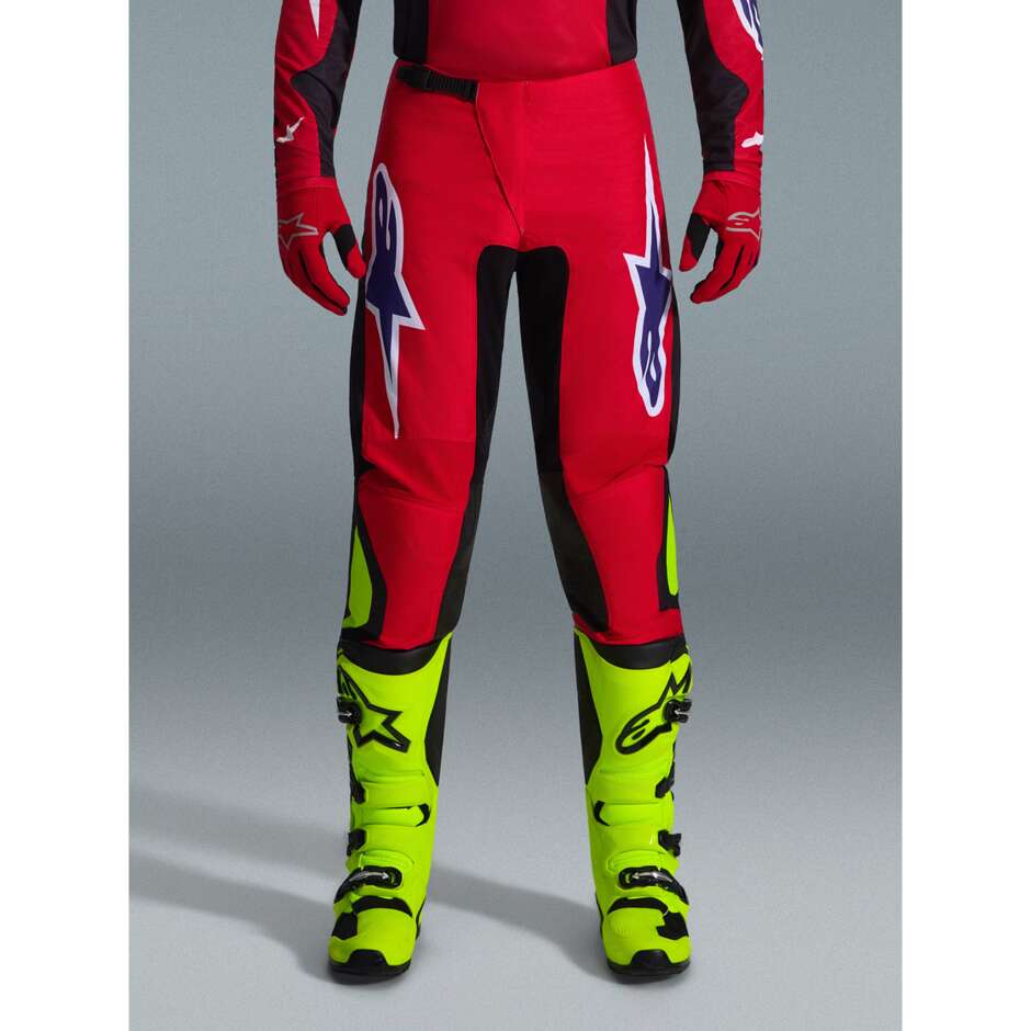Pantaloni Moto Cross Enduro Alpinestars FLUID GRID Rosso Nero Viola